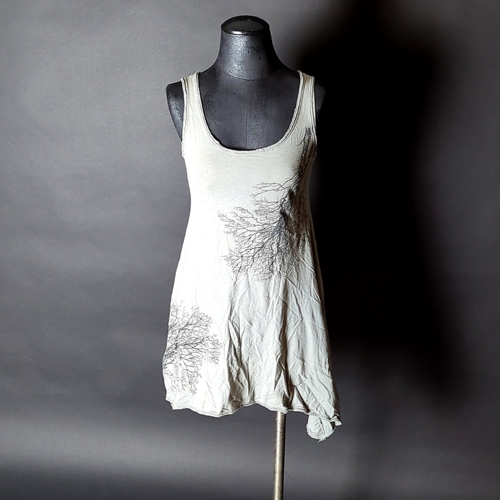 Gray High Low Tree Print Dress